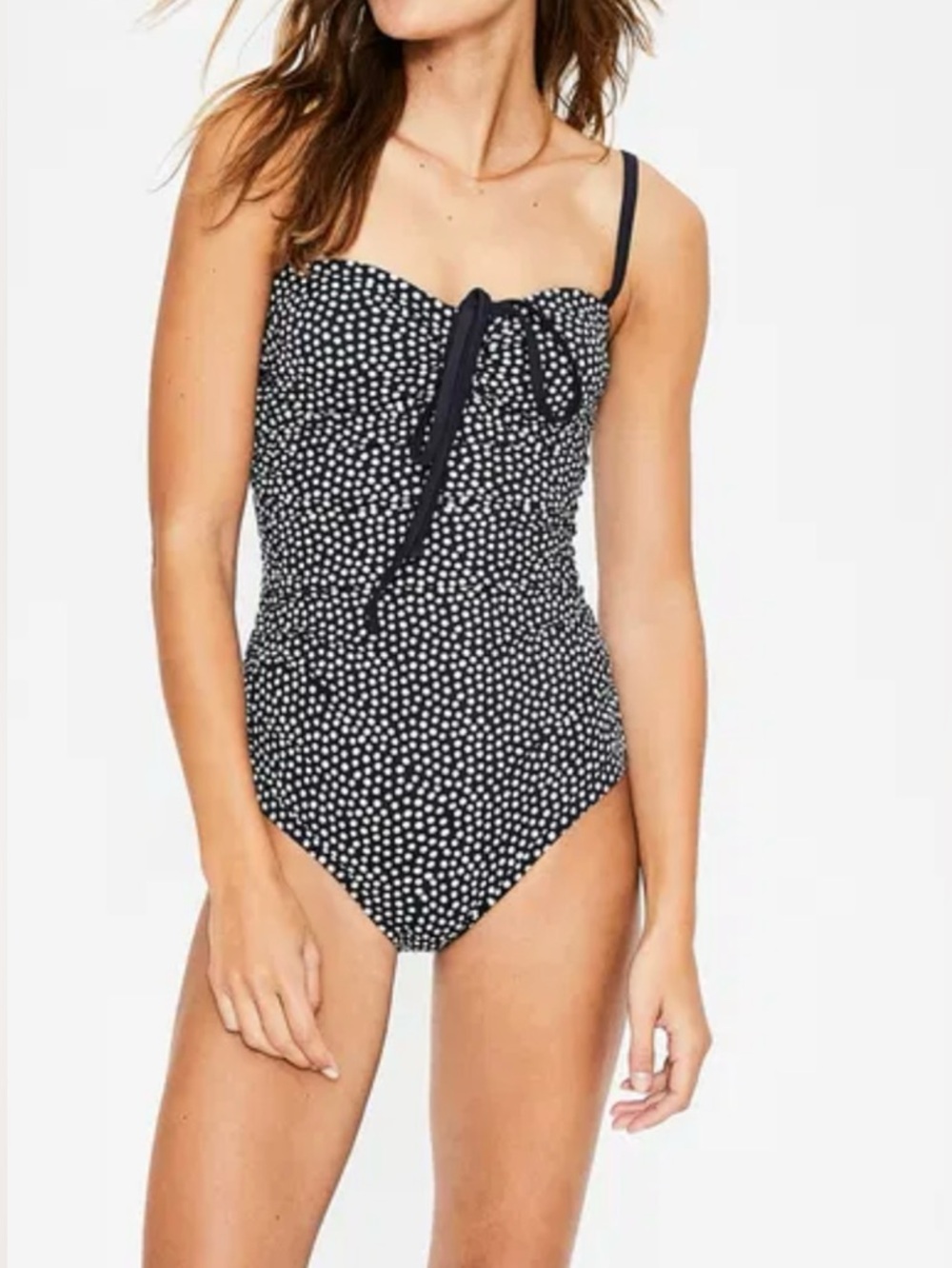 Boden Navy and Cream Polka Dot One Piece Swimsuit